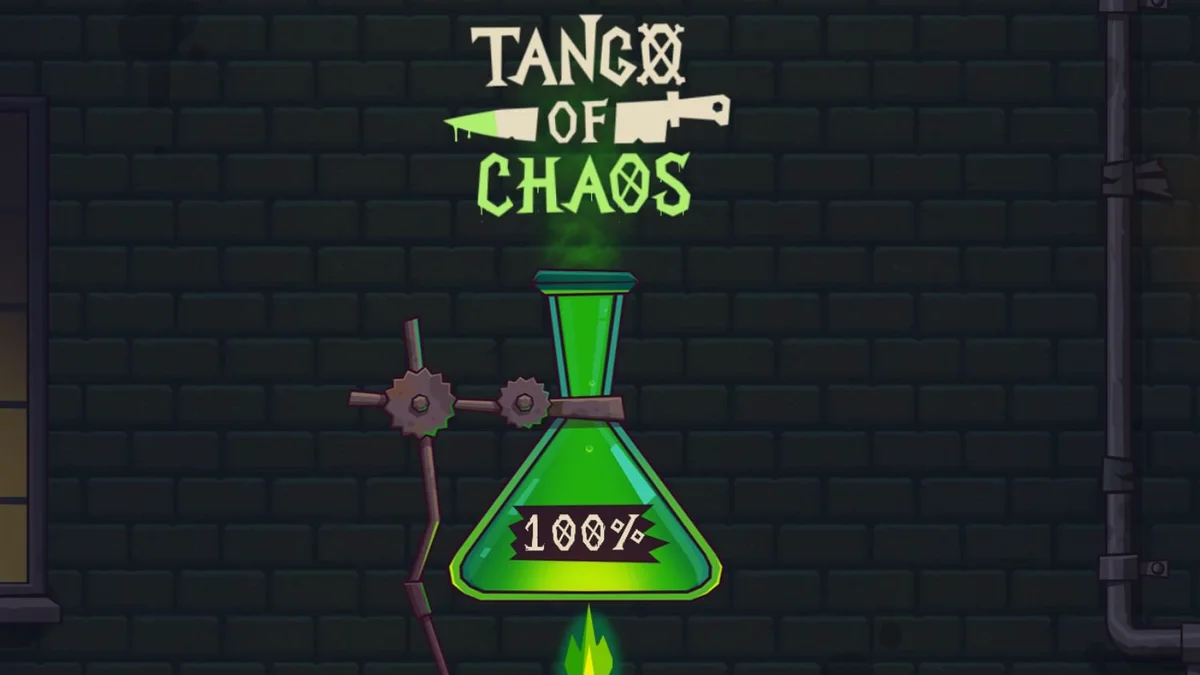 Tango of Chaos স্লট গেমের ল্যাবরেটরি এবং পার্টির থিমযুক্ত একটি দৃশ্য